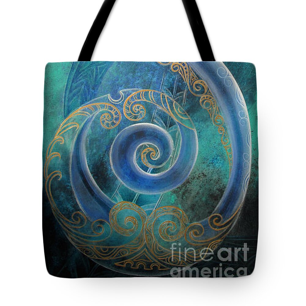 Reina Tote Bag featuring the painting Regal Koru by Reina Cottier by Reina Cottier