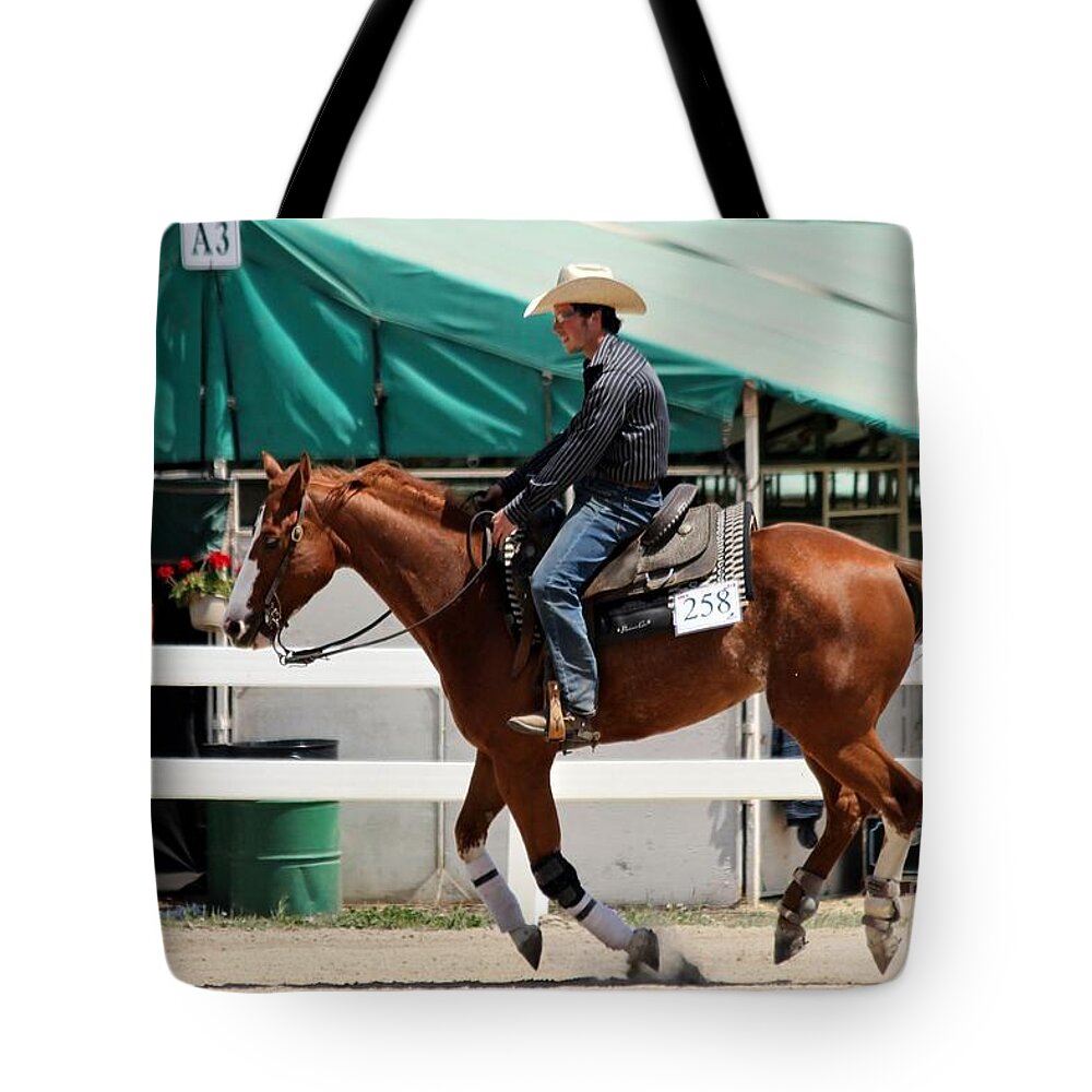Horse Tote Bag featuring the photograph Reiner3 by Janice Byer