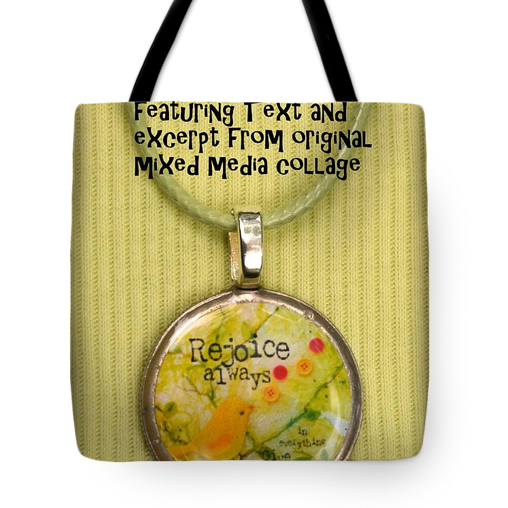 Jewelry Tote Bag featuring the jewelry Rejoice Always Pendant by Carla Parris