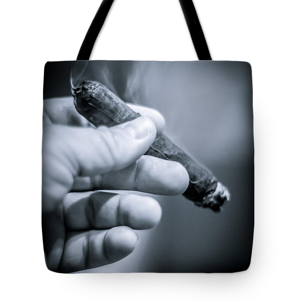 Relaxing With A Cigar Tote Bag featuring the photograph Relaxing with a Cigar by David Morefield