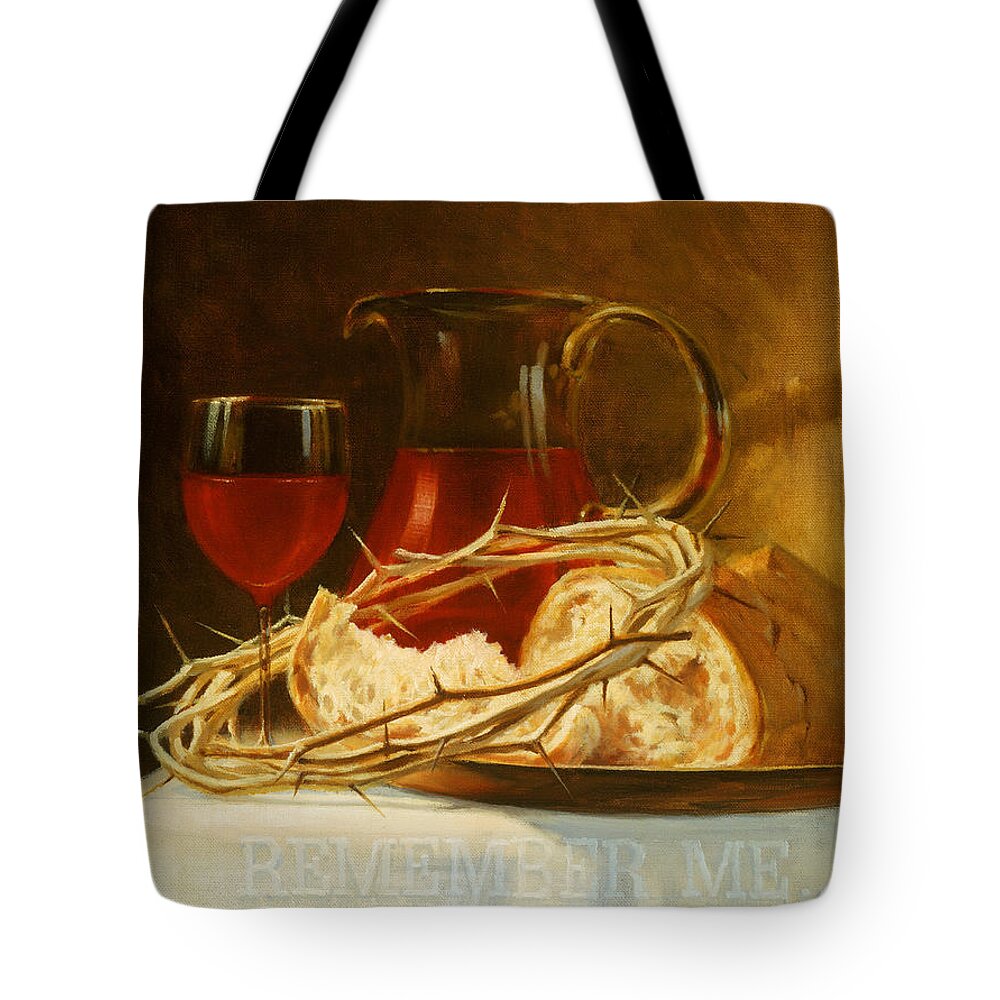 Biblical Tote Bag featuring the painting Remember Me by Graham Braddock