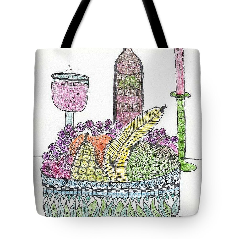 Fruit Bowl Tote Bag featuring the mixed media Repast by Ruth Dailey