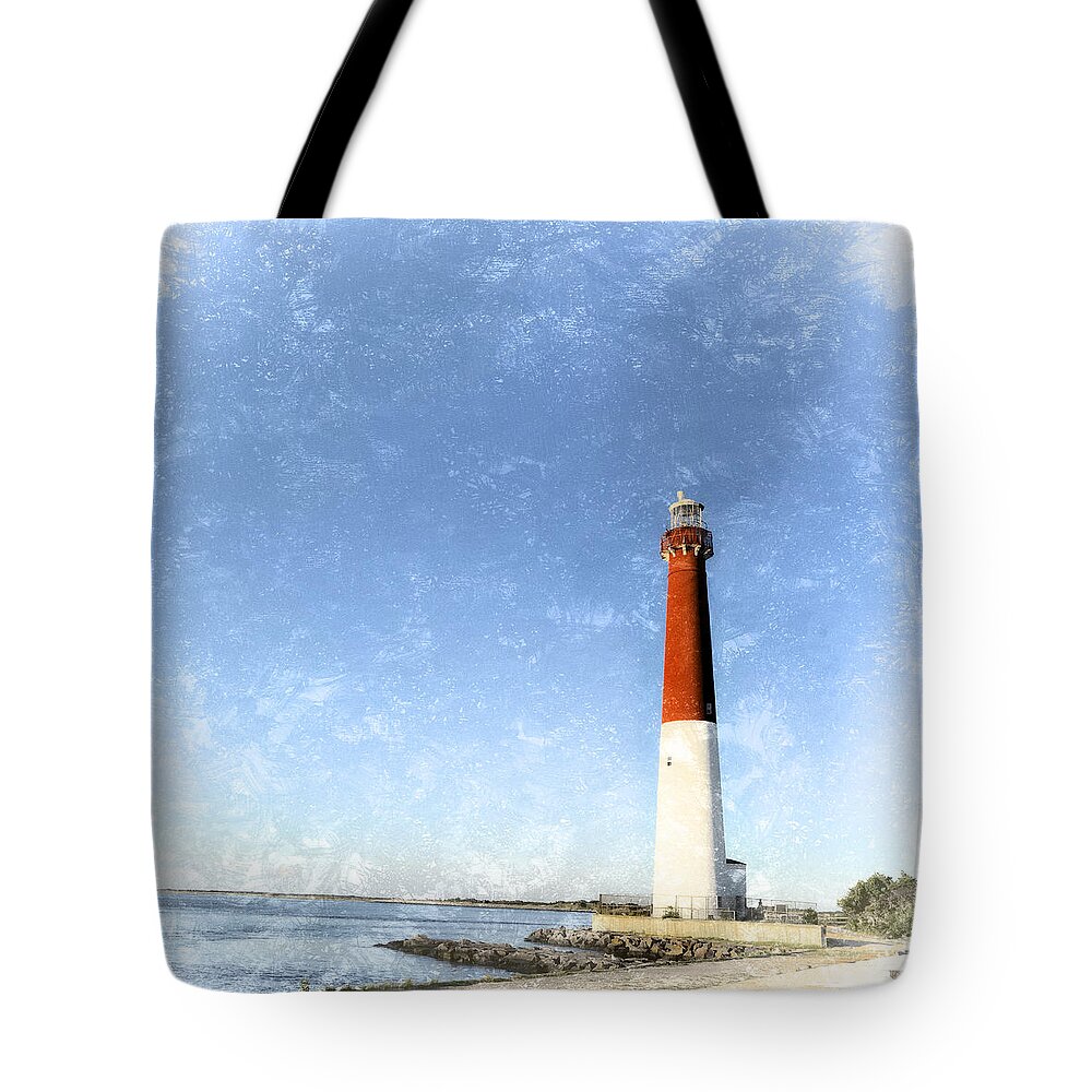Barnegat Lighthouse Tote Bag featuring the photograph Retro Barnegat Lighthouse Barnegat Light New Jersey by Marianne Campolongo