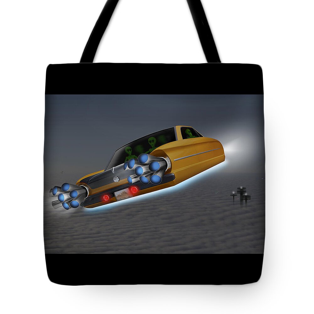 Alien Tote Bag featuring the photograph Retro Flying Object 1 by Mike McGlothlen