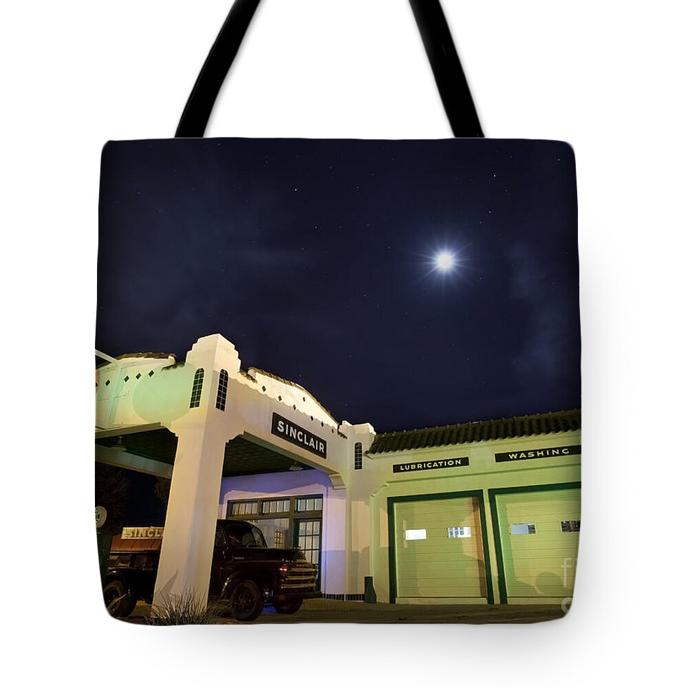 Light Painting Tote Bag featuring the photograph Retro Gas Station by Keith Kapple