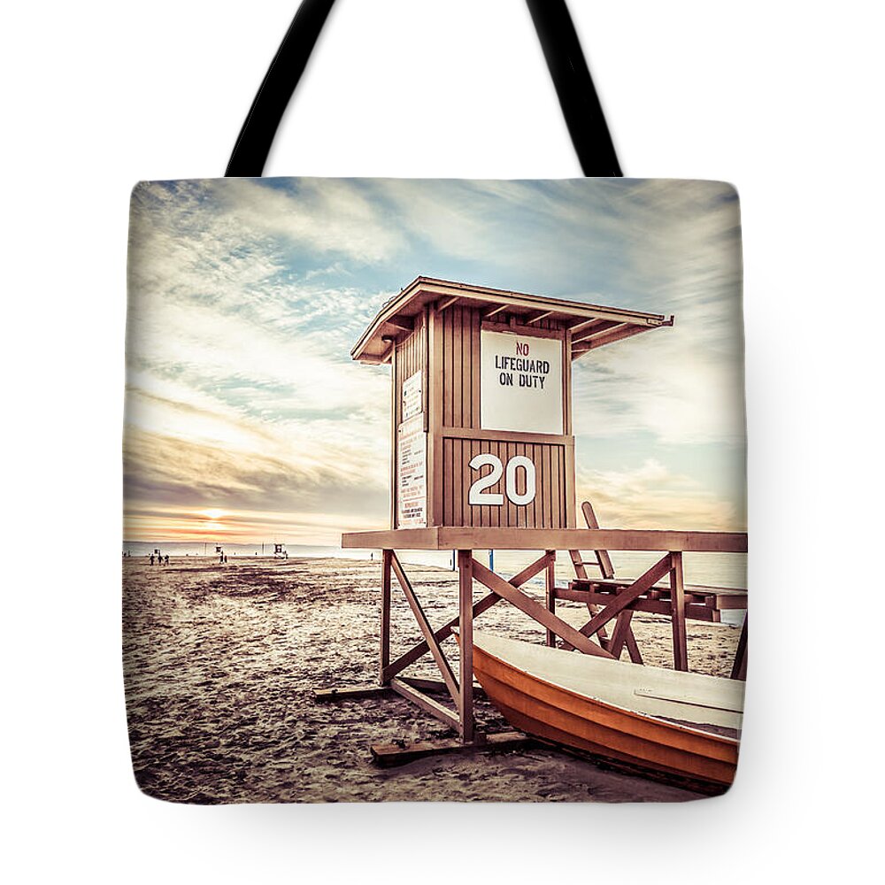 America Tote Bag featuring the photograph Retro Newport Beach Lifeguard Tower 20 Picture by Paul Velgos
