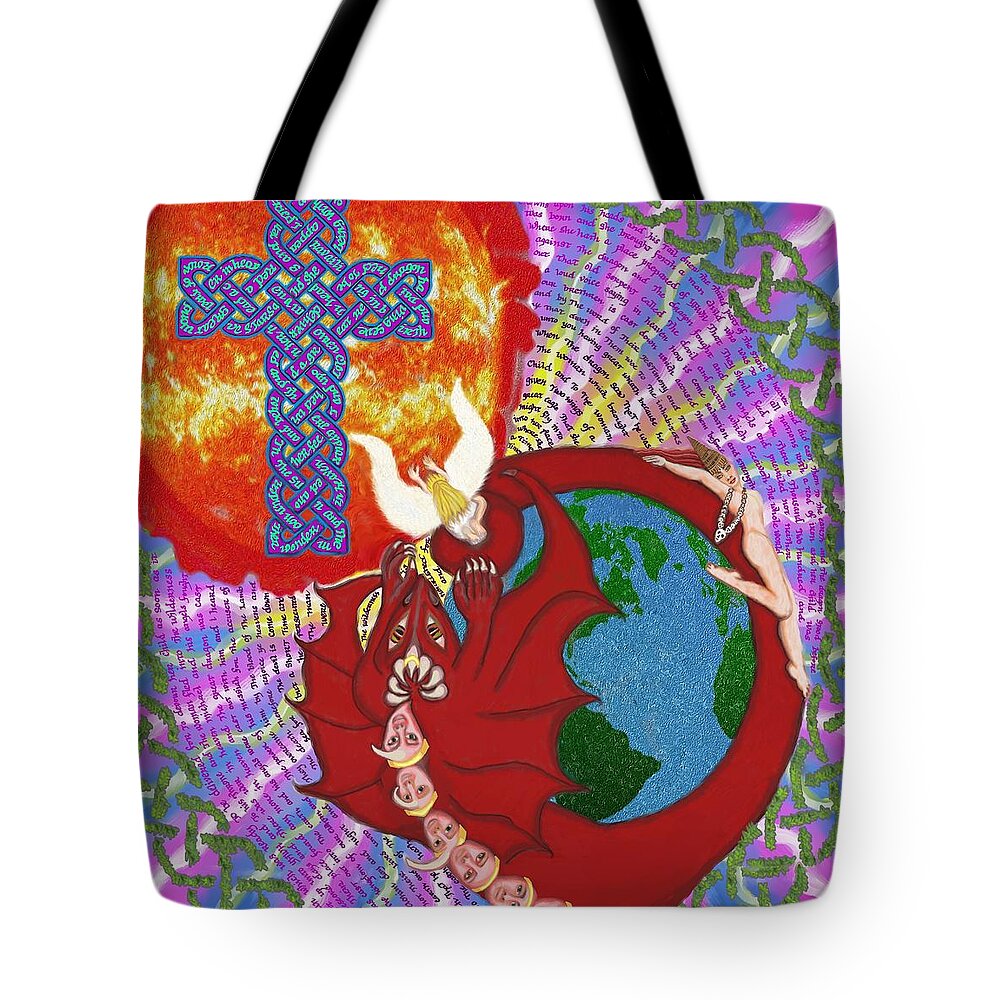 Bible Tote Bag featuring the painting Revelation 12 by Hidden Mountain