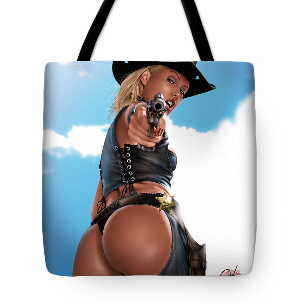 Sophie Tote Bag featuring the painting Revolver by Pete Tapang