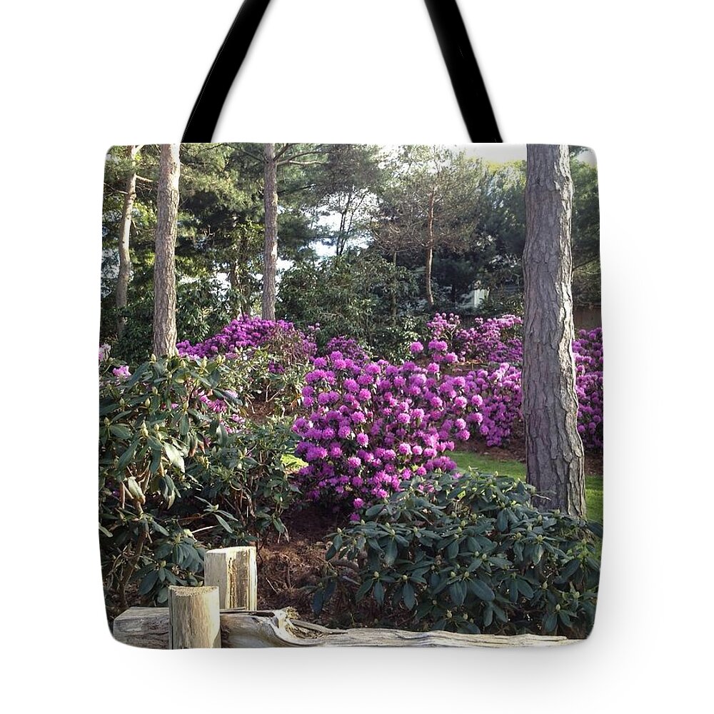 Purple Tote Bag featuring the photograph Rhododendron Garden by Pema Hou