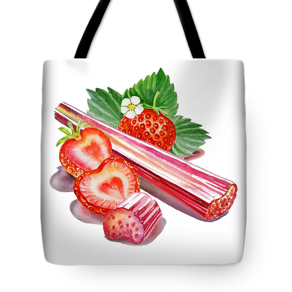 Rhubarb Tote Bag featuring the painting Rhubarb Strawberry by Irina Sztukowski