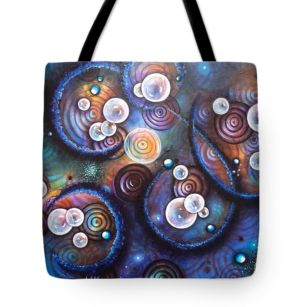 Abstract Tote Bag featuring the painting Rhythm and Sound by Krystyna Spink