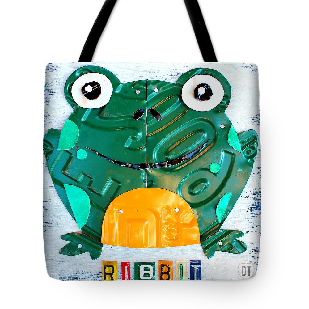 Ribbit The Frog License Plate Art Tote Bag - 