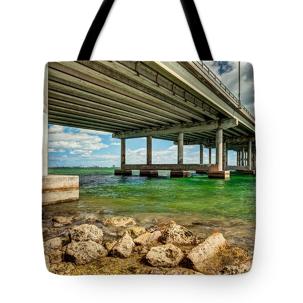 Architecture Tote Bag featuring the photograph Rickenbacker Causeway Bridge by Raul Rodriguez