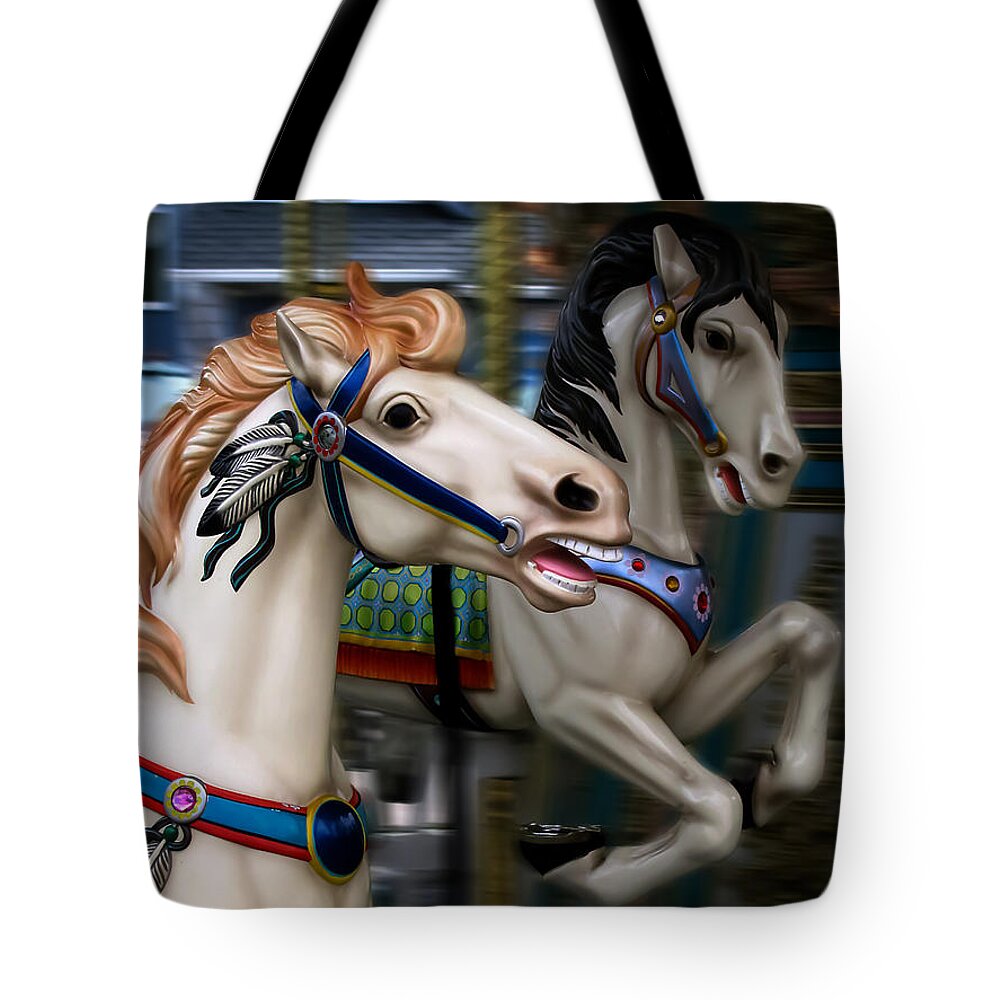 Carousel Tote Bag featuring the photograph Ride a Painted Pony by Colleen Kammerer