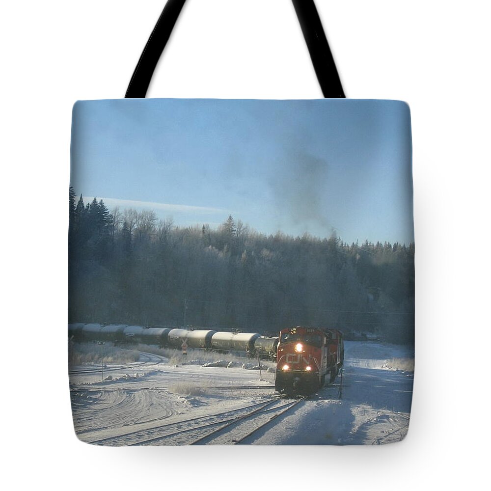 Cn Tote Bag featuring the photograph Ride The Rails by Vivian Martin