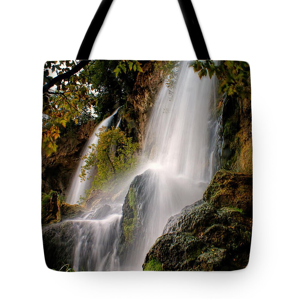 Rifle Falls Tote Bag featuring the photograph Rifle Falls by Priscilla Burgers