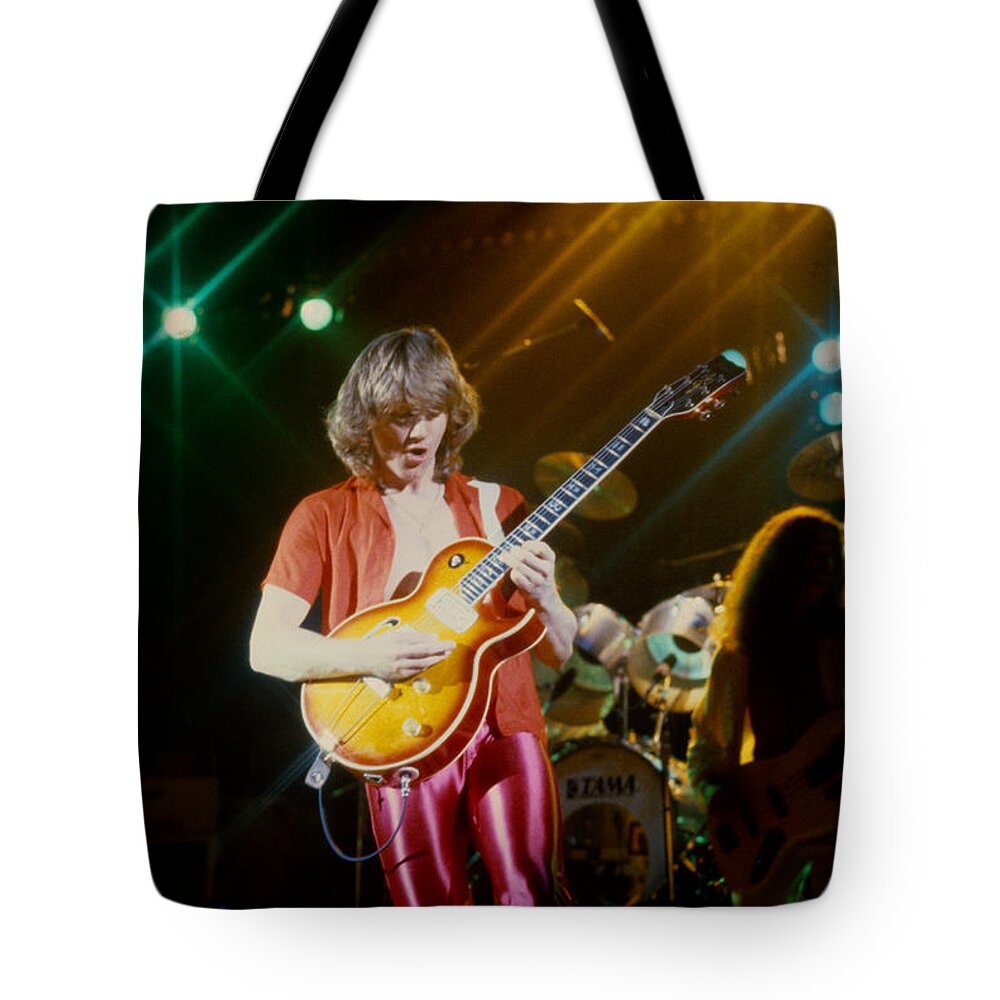 Concert Photos For Sale Tote Bag featuring the photograph Rik Emmett of Triumph at the Warfield Theater in San Francisco by Daniel Larsen