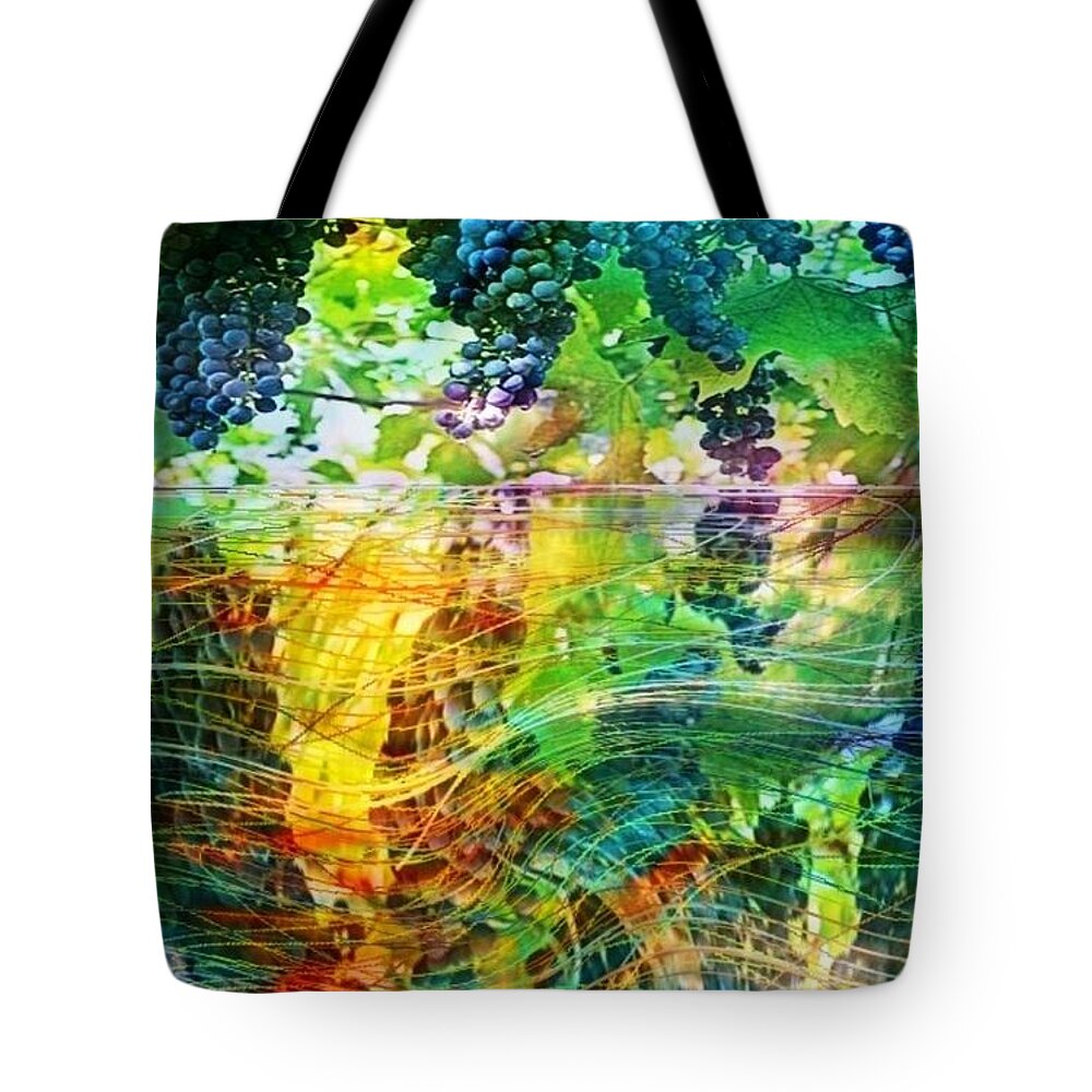 Wine Tote Bag featuring the painting Ripened Vines by PainterArtist FIN