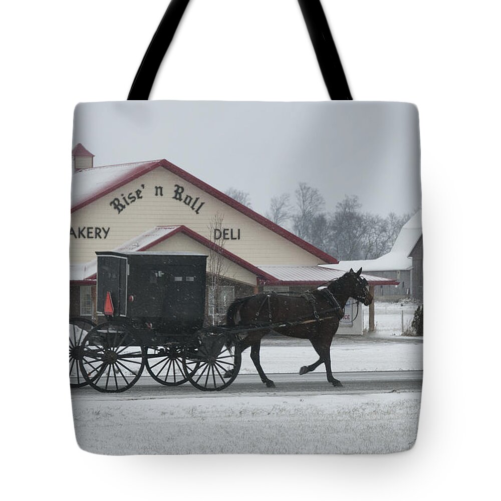 Amish Tote Bag featuring the photograph Rise n Roll Buggy by David Arment