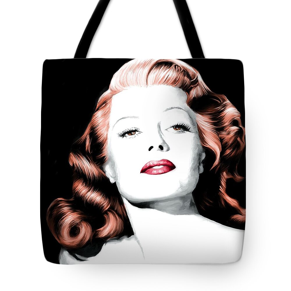 Rita Hayworth Tote Bag featuring the digital art Rita Hayworth Large Size Portrait by Gabriel T Toro