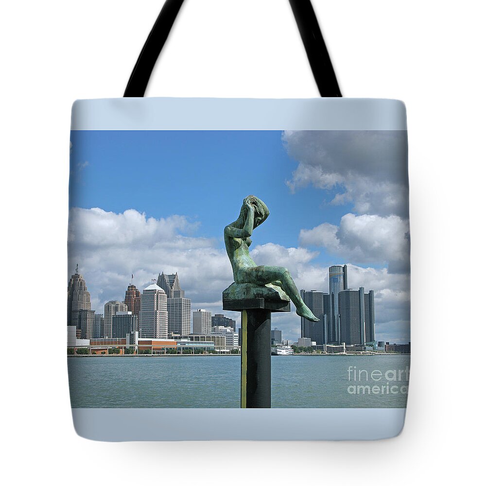 Detroit Tote Bag featuring the photograph River Art and Architecture by Ann Horn
