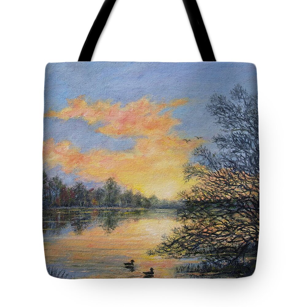 River Tote Bag featuring the painting River Dusk # 2 by Kathleen McDermott