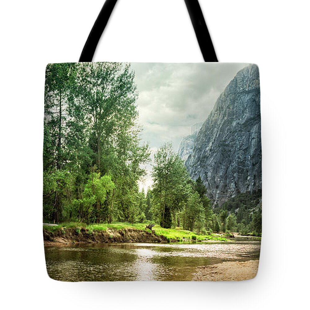 Tranquility Tote Bag featuring the photograph River In Yosemite National Park by John M Lund Photography Inc