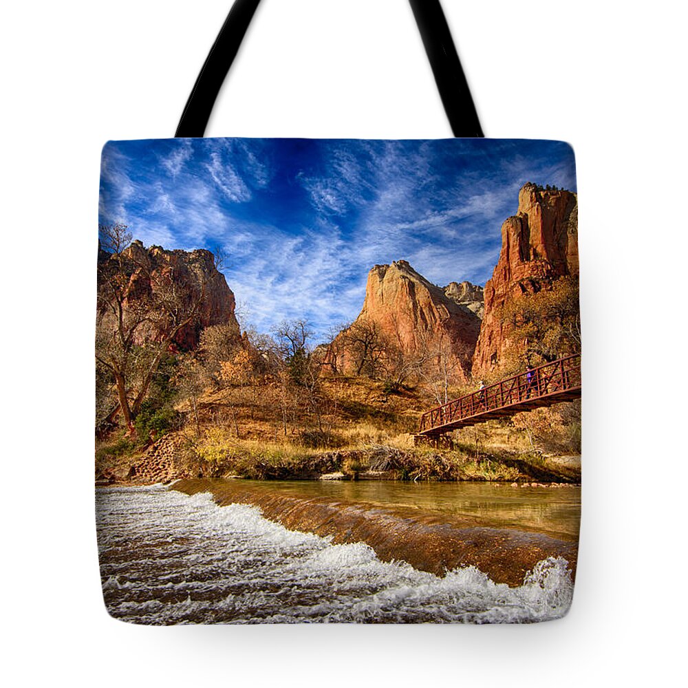 Zion Tote Bag featuring the photograph River of Gold by Beth Sargent