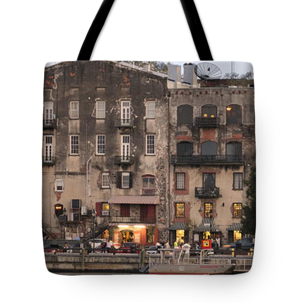 Bradford Martin Tote Bag featuring the photograph River Street Savannah by Bradford Martin