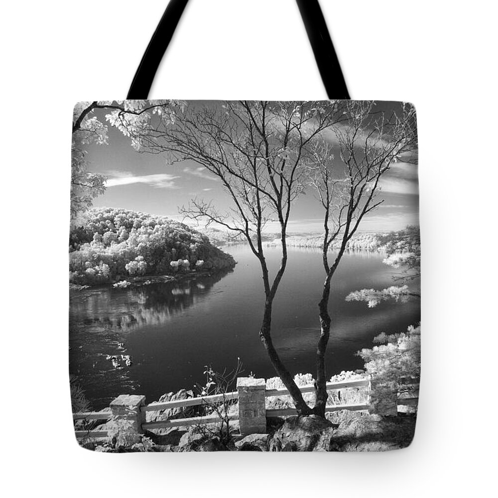 Infrared Tote Bag featuring the photograph River View - Infrared by Paul W Faust - Impressions of Light