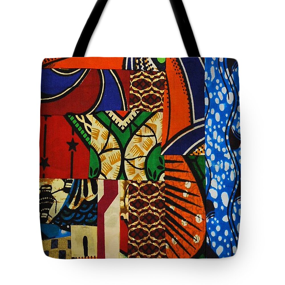 Textile Art Tote Bag featuring the tapestry - textile Riverbank by Apanaki Temitayo M