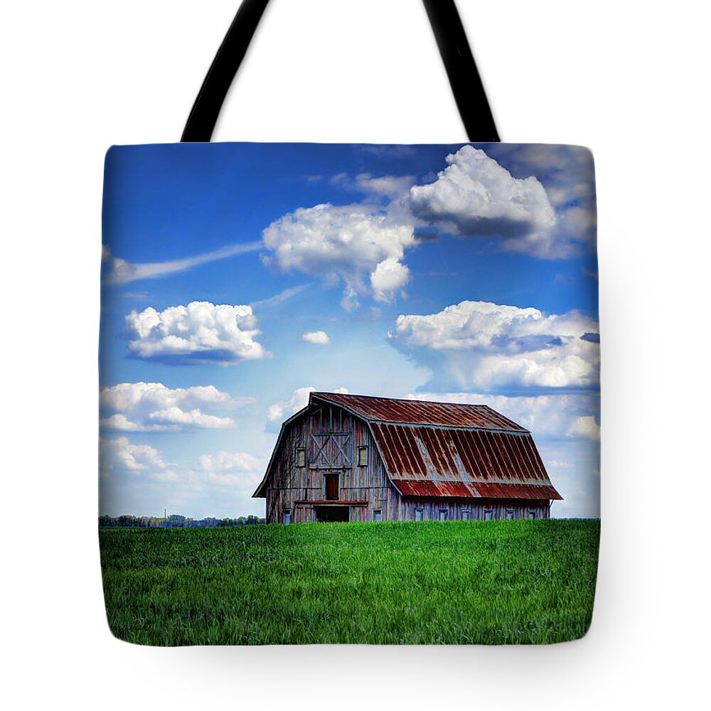 Barn Tote Bag featuring the photograph Riverbottom Barn Against the Sky by Cricket Hackmann