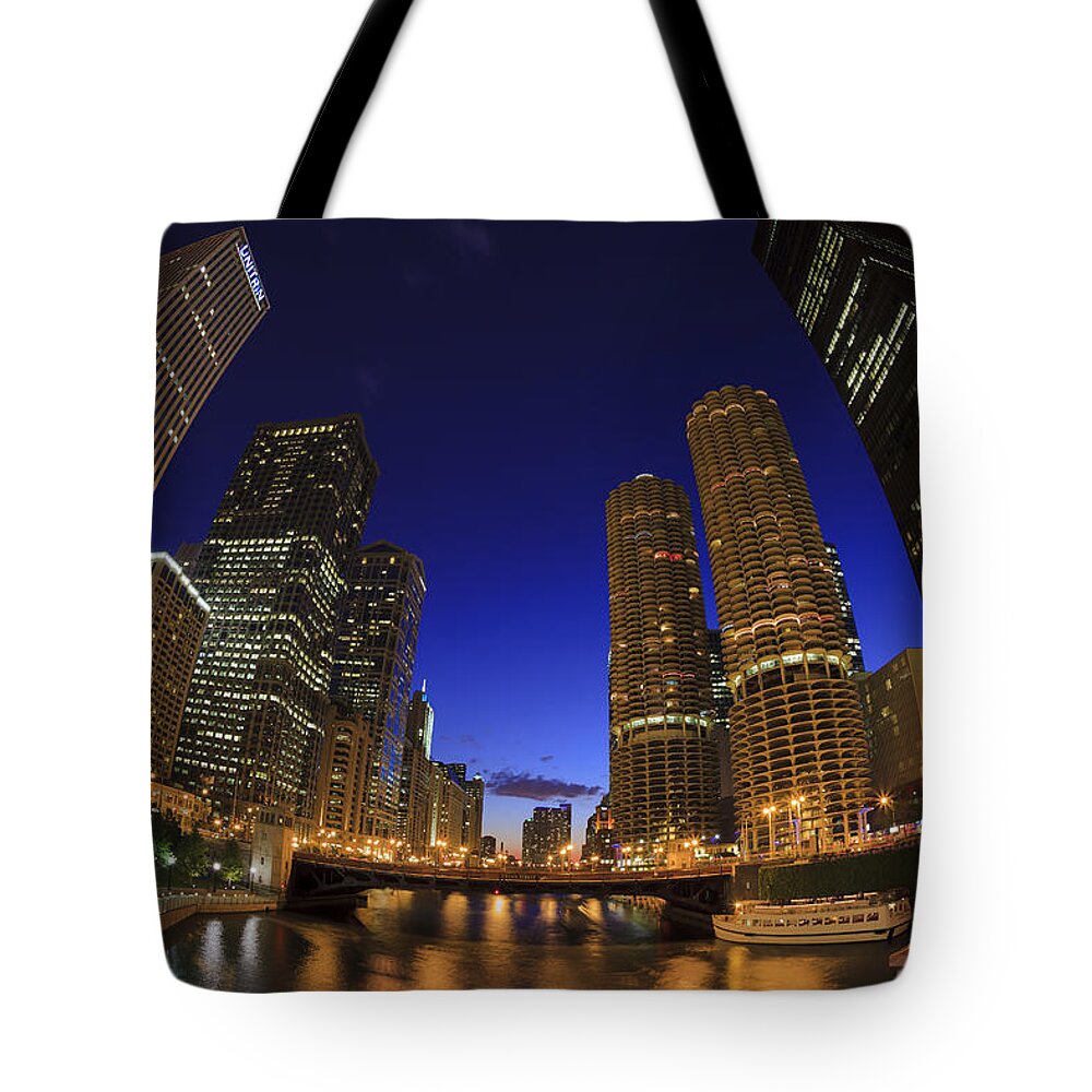 Architecture Tote Bag featuring the photograph Riverwalk Chicago by Raul Rodriguez