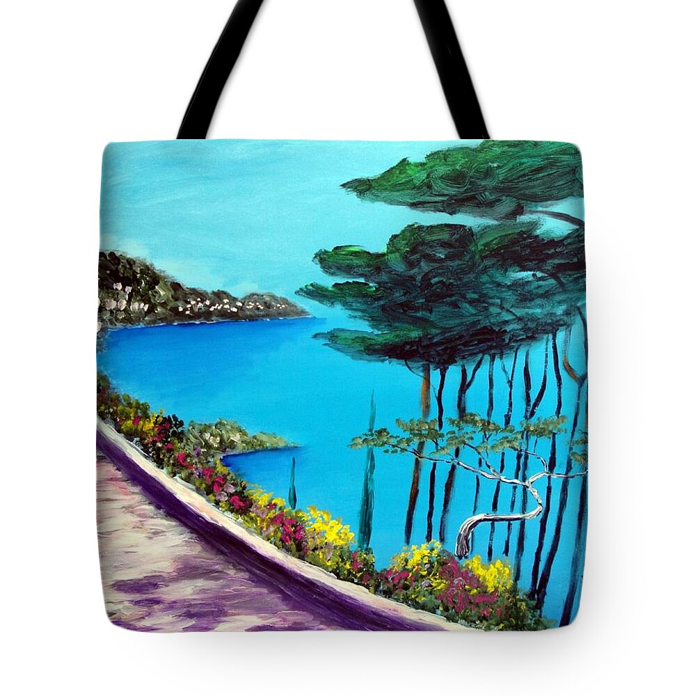  Tote Bag featuring the painting Road On The Riviera by Larry Cirigliano