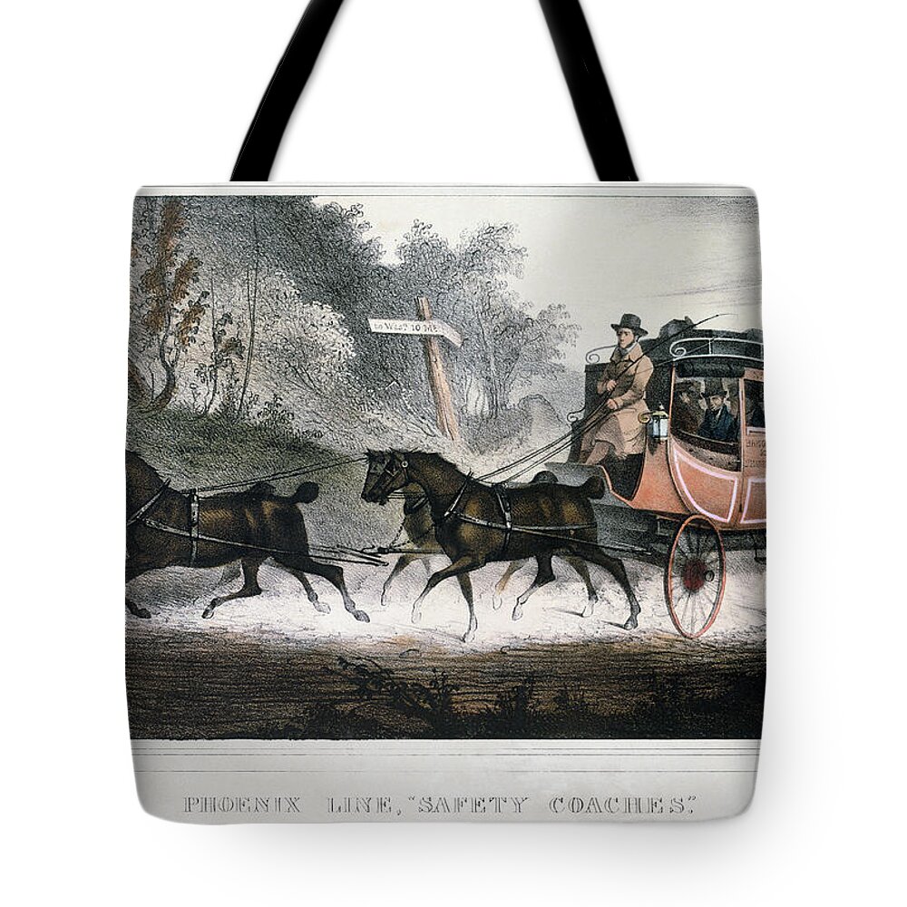 1830 Tote Bag featuring the painting Road Travel/stagecoach by Granger