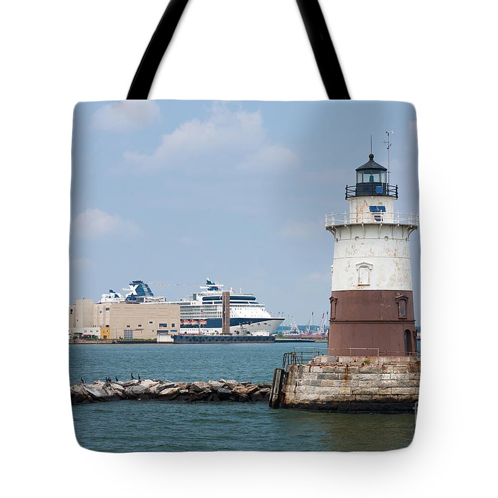 Clarence Holmes Tote Bag featuring the photograph Robbins Reef Light II by Clarence Holmes