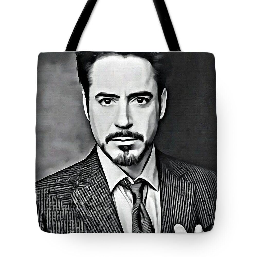 Robert Downey Jr Tote Bag featuring the painting Robert Downey Jr by Florian Rodarte