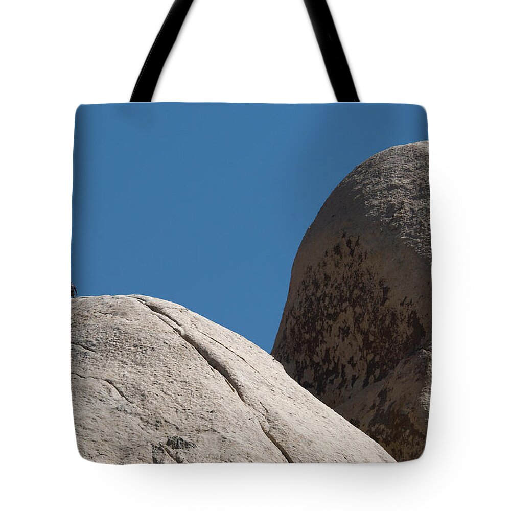 Expertise Tote Bag featuring the photograph Rock Climbers On Monzonite Granite Rock by Mark Newman