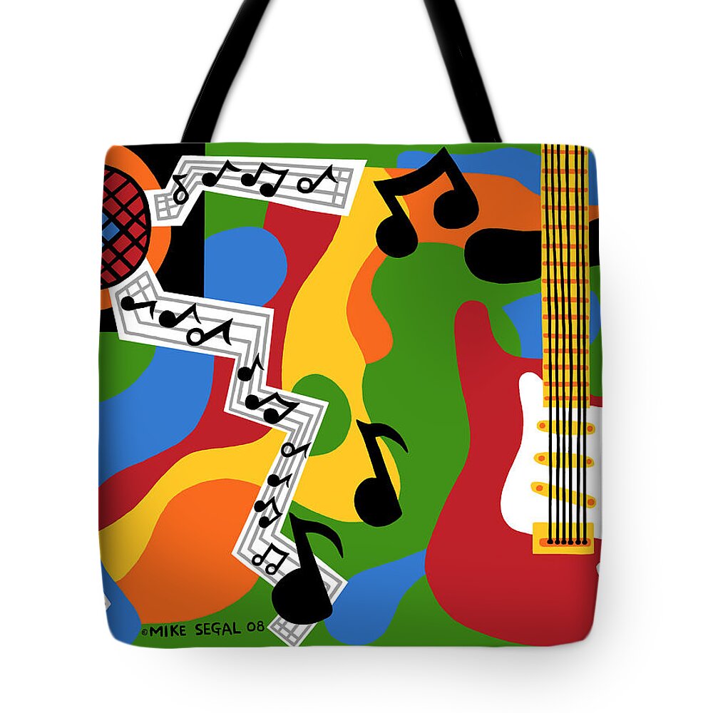 Rocknroll Tote Bag featuring the painting Rock N Roll by Mike Segal