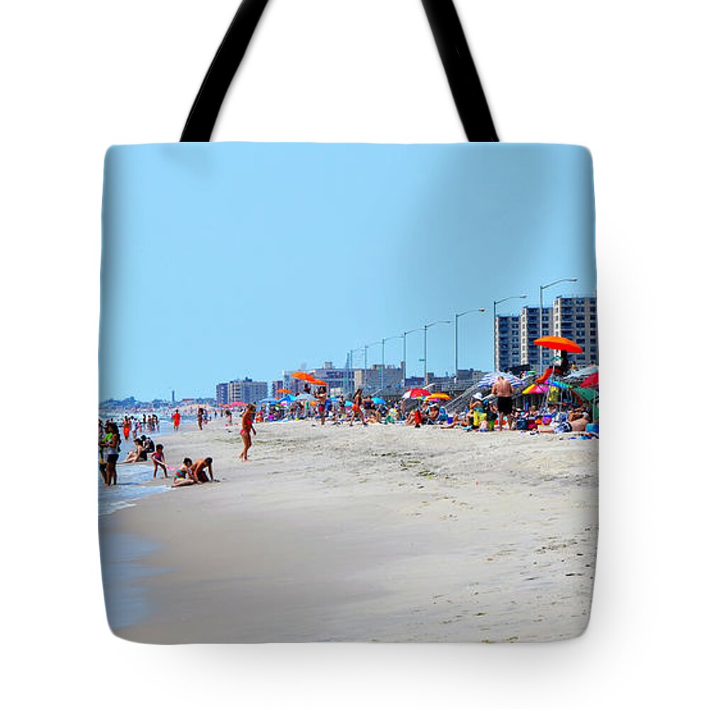 Rockaway Beach Tote Bag featuring the photograph Rockaway Beach and Boardwalk Summer 2012 by Maureen E Ritter