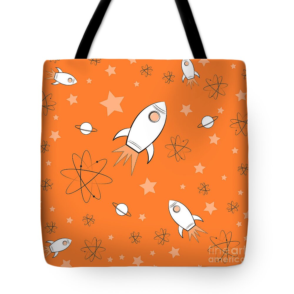 Rocket Tote Bag featuring the painting Rocket Science Orange by Amy Kirkpatrick