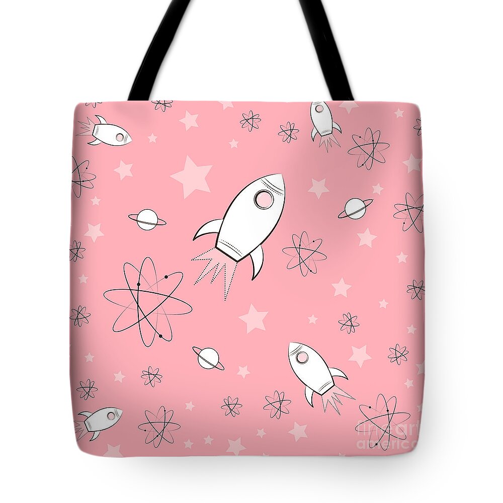 Rocket Tote Bag featuring the painting Rocket Science Pink by Amy Kirkpatrick