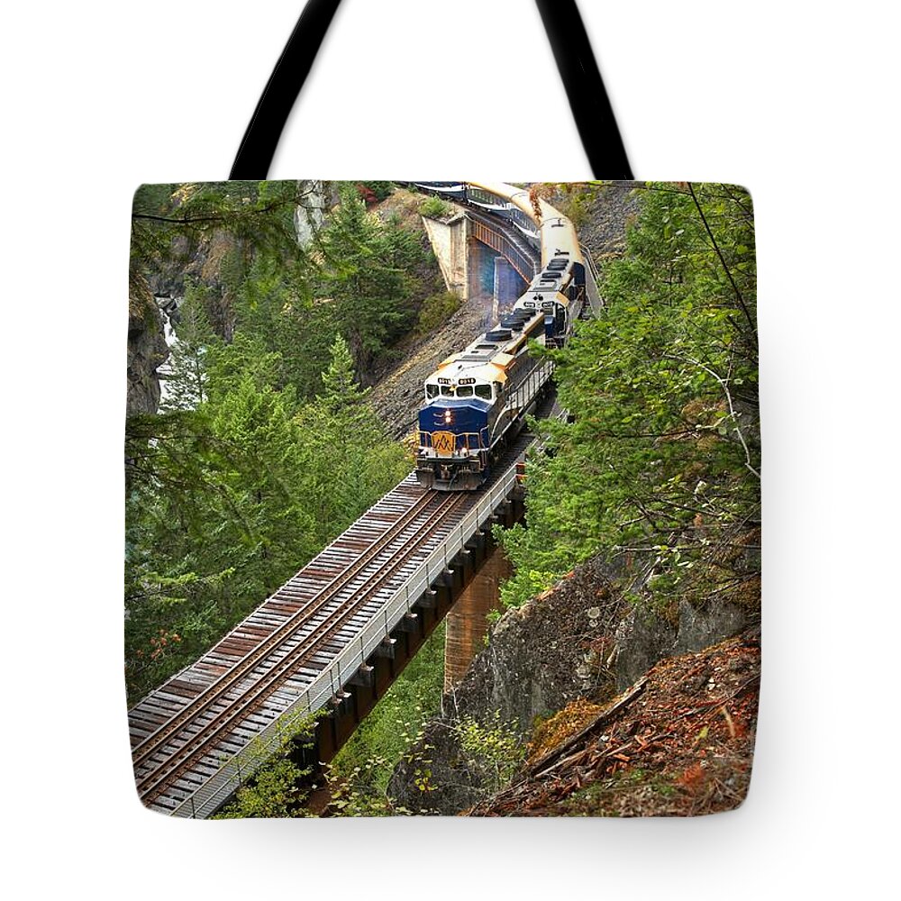 Rocky Mountaineer Tote Bag featuring the photograph Rocky Mountaineer Railway by Adam Jewell