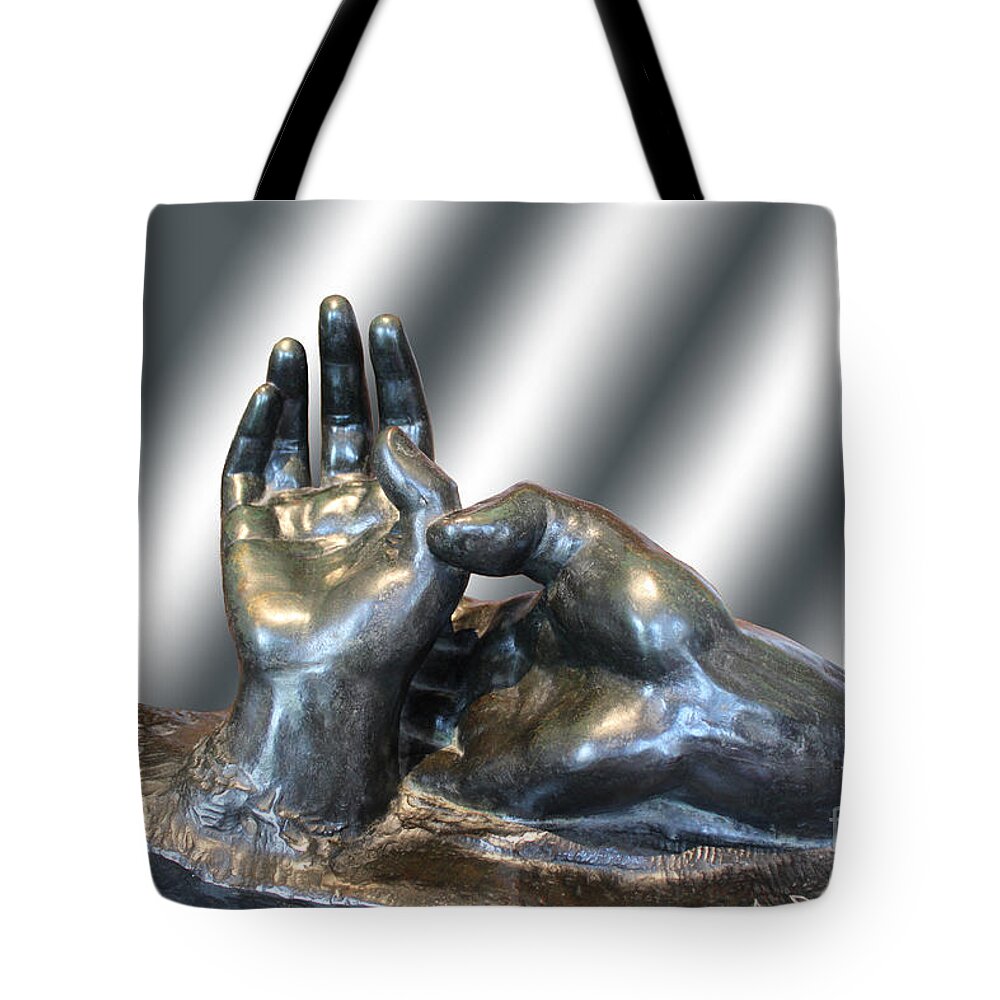 Rodin Hands Sculpture Tote Bag featuring the photograph Rodin Hands Sculpture 02 by Carlos Diaz