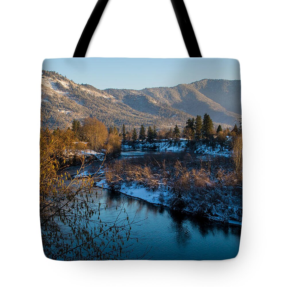 Rogue River Tote Bag featuring the photograph Rogue River Winter by Mick Anderson