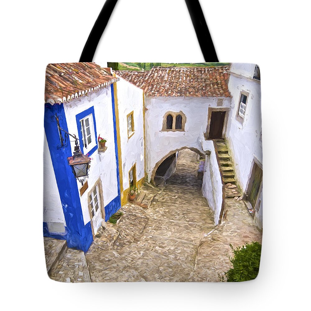 Obidos Tote Bag featuring the painting Romantic Obidos by David Letts