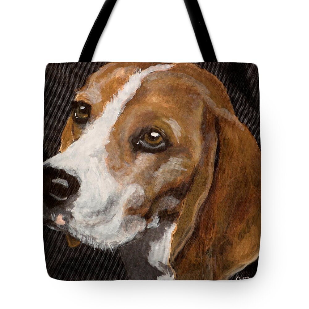 Beagle Portrait Tote Bag featuring the painting Ronny by Carol Russell