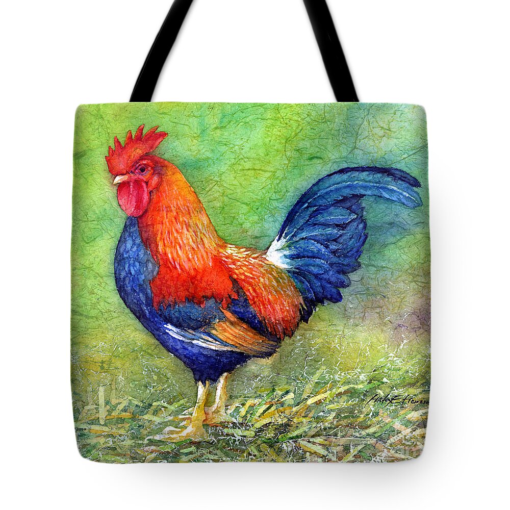 Rooster Tote Bag featuring the painting Rooster by Hailey E Herrera