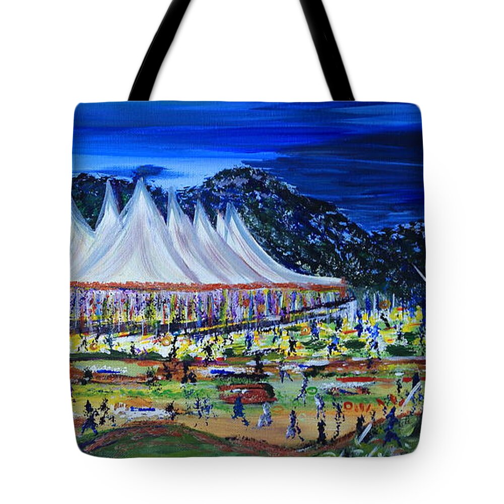 Rootwire Transformational Festival Tote Bag featuring the painting Rootwire Transformational Festival 2014 by Pjq