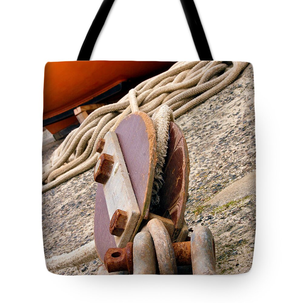 Rope Tote Bag featuring the photograph Ropes and Chains by Terri Waters